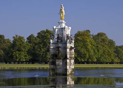 The Diana Fountain in the sunshine in Bushy Park in Teddington, Middlesex in the United Kingdom