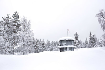Lappish Tower in Ylläsjärvi in Finnish Lapland during the winter in Finland
