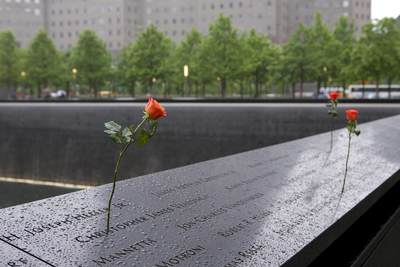 The National 9/ 11 Memorial in New York City commemorating the September 11, 2001 attacks, which killed 2,977 people, and the 1993 World Trade Center bombing, which killed six in Manhattan in New York City, United States of America USA U.S.A.