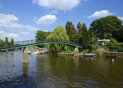 Eel Pie Island and bridge in Twickenham in the London Borough of Richmond