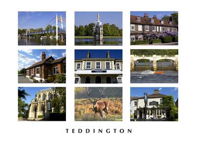 Post card and greeting card of sites around Teddington in Middlesex United Kingdom