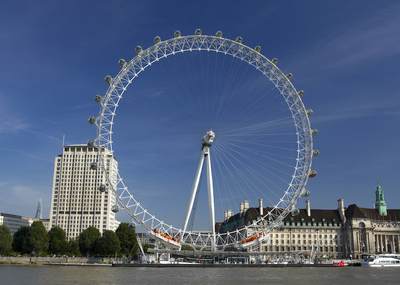 The London Eye on the South Bank of the river Thames in central London in the United Kingdom