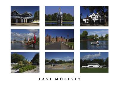Post card and greeting card of sites around East Molesey in Surrey United Kingdom