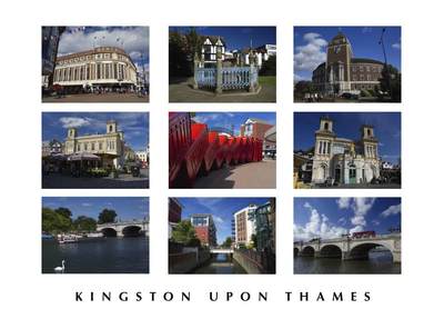 Post card and greeting card of sites around Kingston upon Thames in Surrey United Kingdom